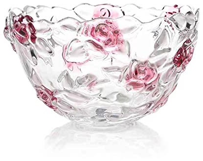 IUokLU Obstschale Rose Blume Set Geschenk Obstteller Obstteller Mode Kreative Glas Kristall Obstteller Obstteller Süßigkeitenteller,
