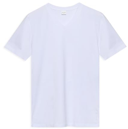 Dilling Herren-T-Shirt aus Baumwolle mit V-Ausschnitt - Weiß XXL
