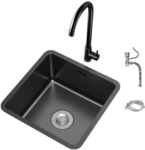 Lavello da cucina sottopiano, lavabo rettangolare in acciaio inox 304 Nano con rubinetto, lavabo singolo da tavolo