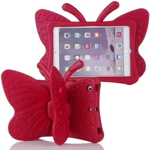 Pretty Butterfly Coque compatible avec Samsung Galaxy Tab 4/3/3 Lite 7 universelle compatible avec SM P3200 T110 T210 T230 T280 T285, coque de protection en EVA résistante aux chocs (rouge)