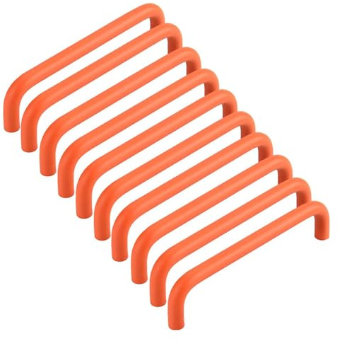 JosuE 10 Pcs Kitchen Cabinet Handles Colourful Cabinet Knobs Cupboard Handles Furniture Pull Aluminium Door Handles Drawer Knobs for Drawer Wardrobe Children's Room Furniture (Orange,Pitch:128mm)