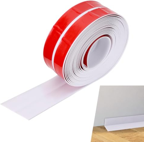 WeeGoo Flexible Skirting Board Roll, 6 m PVC Baseboard Wall Molding Trim | Self Adhesive, 6 cm Wide, White, for Floor Ceiling Wall Corners Furniture