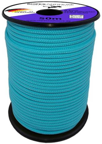 PP Polypropylenseil Seil 6mm 50m PPM 16-Fach geflochten Polypropylen Schnur Kordel Basteln +30 Farben von Ropes and More® (Türkis, 50m)