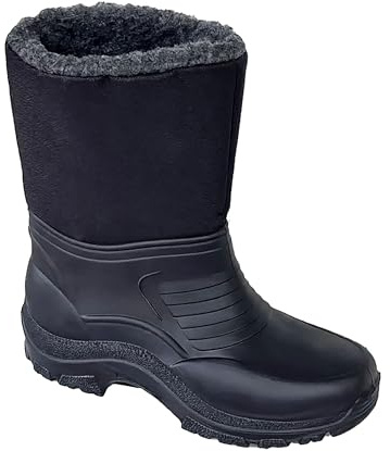 Generico Après-Ski, Unisex, wasserdicht, mit Kunstfellfutter, warm, rutschfeste Sohle, Marke U20, hergestellt in Italien, Schwarz , 42 EU
