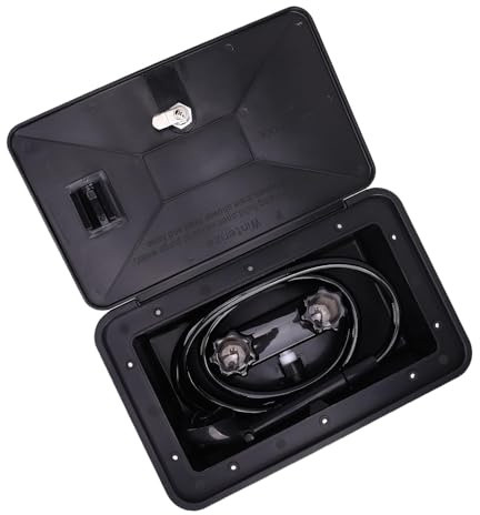 Keenso Kit de Boîte de Douche Extérieure pour Camping-Car, Ensemble de Douche Portable avec Tuyau de 1,5 M et Robinet Rotatif pour Camping-Car, Véhicule, Remorque, Bateau, (Black)