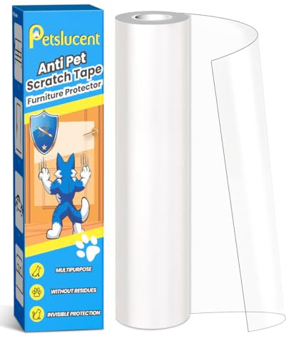 Petslucent Door Protector from Dog Scratching, Cat Anti Scratch Tape， Clear Training Self Adhesive Tape for Carpet, Sofa, Couch, Door (40cm x 5m)