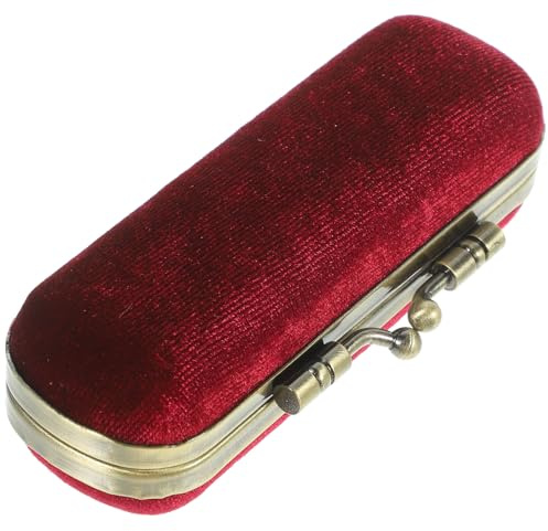 Vintage Lippenstiftetui mit Spiegel für Damen, Rot, Tragbar | Flannelette, Aluminiumlegierung und Glas, Kleiner Organizer für Partyfavoriten und Geburtstage