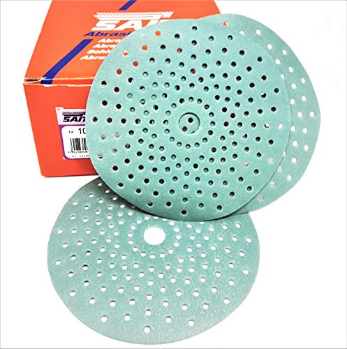 SAIT 50 Pezzi Disco ABRASIVO CERAMICATO MULTIFORO DIAM.150mm Grana 400 AEROMAX Plus