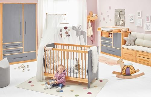 BioKinder Babybett Gitterbett Kinderbett Niklas TÜV/GS geprüft aus zertifiziertem Massivholz Kiefer 60 x 120 cm