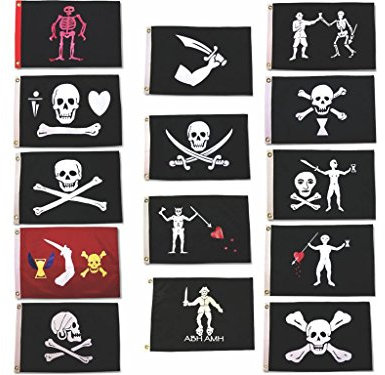 AES Historische Jolly Roger Piratenkapitänsflagge, 90 x 150 cm große Ösen (14 Flaggen), lichtbeständig, doppelt genäht, Premium-Banner mit Ösen