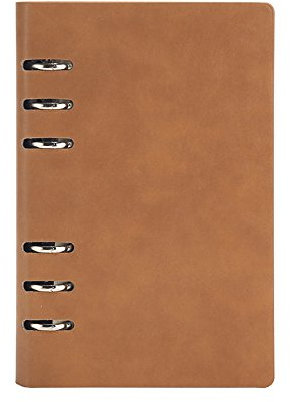 Cheerlife DIN A5 A6 B5 Leder Tagebuch nachfüllbar Notizbuch Ringbuch Business Office Notizblock Zeichnen Schreiben (Hellkaffee, A6)