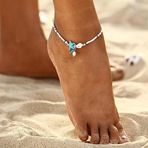 Yean Muscheln Fußkettchen Perlen Fußkette Seestern Fussketten für Damen