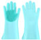 Magic Silicone Dishwashing Gloves Scrubbing Sponge Gloves for Dish, Kitchen, Car, Bathroom, Pet and More,1 Pair (blue)
