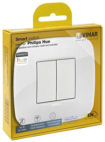Vimar 0K03906.06 Kit Interruttore Senza Fili in Radiofrequenza Philips Friends of Hue Serie Arké Round. Non Servono Batterie