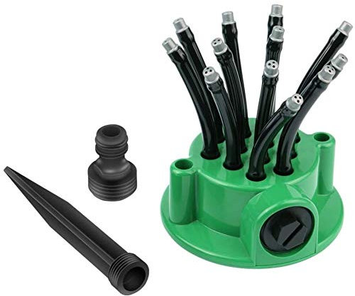 Rasen Sprenger, NALCY Garten Sprinkler, 360 Grad Automatische Kunststoff Sprinkler Sprühdüse, Gartensprinkler mit 12 biegsamen Düsen, Pflanze Bewässerung Drippers (Grün)