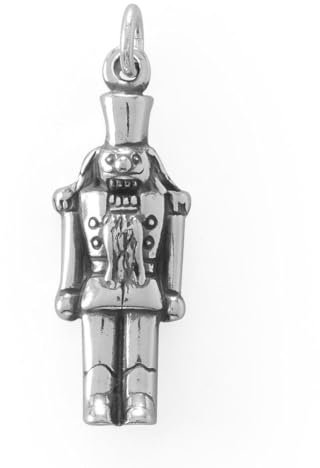 JewelryWeb 925 Sterling Silver Cute Nutcracker Charm Oxidized 3d 9mm X 25mm Pendant Necklace for Women