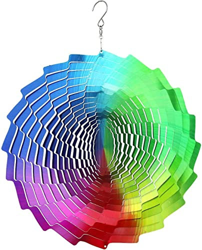 TFANUO Windspiel Rainbow 3D für drinnen und draußen, Gartendekoration Basteln Ornamente Edelstahl Windspiel Geschenke 30,5 cm