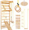 Physionics® Juego Escaleras Suecas - Madera, para Niños y Adultos, con Barra Pared, Anillas Gimnasia, Trapecio, Carga Máx 150kg, 80x220x60cm - Barras de Gimnasia, Pared, Fitness
