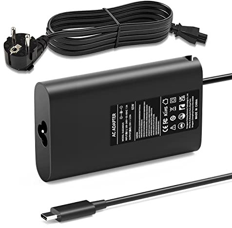 Chargeur USB C 65W pour Dell Latitude 5520 5420 5410 5285 5290 5400 5320 5310 5179 7275 7370 7420 7410 7320 7310 7210 9410 9510 XPS 12 13 9250 9350 9360 9370 9380 Adaptateur Alimentation Ordinateur
