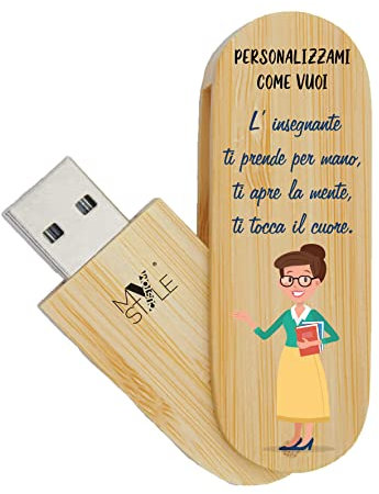My Custom Style Pen Drive da 16 GB Legno-Rotante, Personalizzata, per maestra