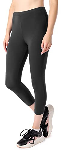 Merry Style Damen Capri 3/4 Leggings aus Viskose Sportleggings MS10-413 (Graphit, L)