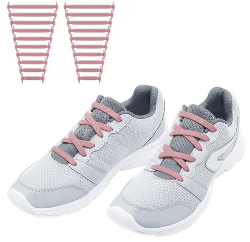 RJ-Sport (20 Schnürrlie's Elastische Silikon Schnürsenkel flach für Kinder und Erwachsene - perfekter schleifenloser Schnürbänder Ersatz(Hellrosa)