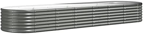 vidaXL Hochbeet, Wetterfestes Hochbeet für Garten Balkon Terrasse, Kräuterhochbeet zum Selber Bauen, Pflanzkasten aus Metall, Verzinkter Stahl Grau