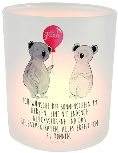 Mr. & Mrs. Panda Teelicht Koala Luftballon - Geschenk, Kerzenlicht, Teelichtgläser, Geburtstag, Windlicht Glas, Glas Windlicht, Teelichtglas,