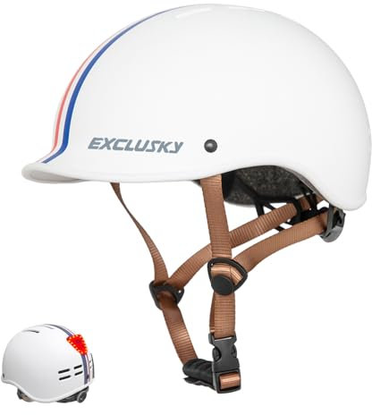 Exclusky Casque Velo Homme avec Visière Basse Intégrée Casque Velo Femme Casque Trottinette Electrique Adulte Casque Velo Route Homme pour Trotinette Urbain Cyclisme (56-61CM)