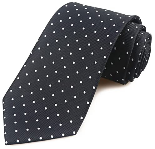 Vinesen Gestreifte gemusterte Herren-Krawatte, gepunktet, Jacquard, formelle Designer-Krawatte, Schwarze Pin-Dots, Einheitsgröße