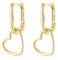 Reffeer Solide 925 Sterling Silber Herz Tropfen Ohrringe Creolen für Frauen Teen Minimalistische U Creolen Link Tropfen Ohrringe (B-Gold Plated)