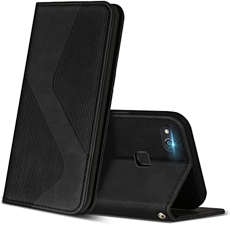 ZONNAVI Hülle für Huawei P10 Lite, PU Leder Handyhülle mit Kartenfächer und Standfunktion, Lederhülle Flip Wallet Case Schutzhülle für Huawei P10 Lite (Schwarz)