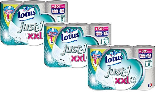Lotus JUST 1 XXL - Papier toilette 5 épaisseurs - 6=9 rouleaux (blanc) - Lot de 3 - Offre Spéciale