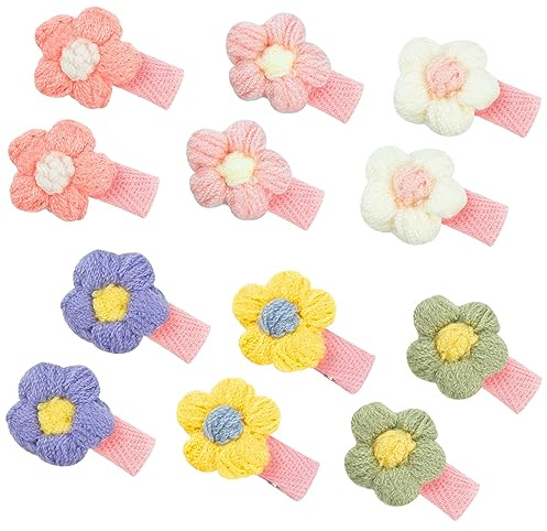Baby-Haarspangen, Blume, Plüsch-Haarnadel, rutschfest, niedlich, klein, Plüsch-Haar-Accessoires für Babys, Mädchen, Kleinkinder, Kinder, 12 Stück