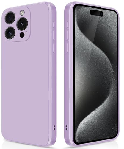 GiiYoon Case Compatible with iPhone 15 Pro Max, Silky-Soft Touch Full-Body Protective Phone Silicone Case, Shockproof Cover with Microfiber Lining, Purple