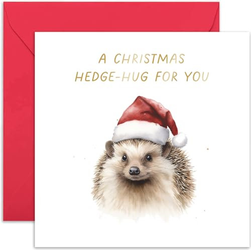 Lustige Igel-Weihnachtskarte für Ehemann und Frau – niedliche Weihnachtskarte für Freunde und Familie – Weihnachtskarte für Bestie, Freund, Freundin, Schwester, Bruder, leere Innenseite