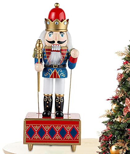 HUNYA Boîte à Musique Casse-Noisette | Figurines de de Soldat, boîte à Musique à remonter,Casse-Noisette Soldat Roi 32Cm/12 Pouces, Figurines de Casse-Noisette à Collectionner pour la