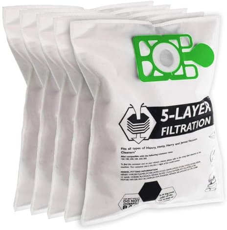 SPARES2GO Cloth Dust Bags compatible with Titan TTB671VAC 800W 15L Vacuum Cleaner (Pack of 5 + Fresheners)