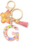 CHUQING Porte-clés avec initiales pour filles et femmes, rose, mignon papillon en forme de cœur, pour sac à dos, cartable, Kc-g