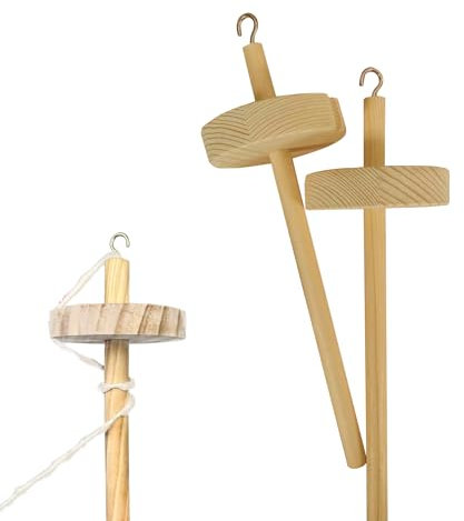LIKEUDO Handgesponnenes Glück: 2er Set Holz Handspindel mit Whorl Garn - Perfektes Werkzeug für Handspinnen und Wolle Spinnen