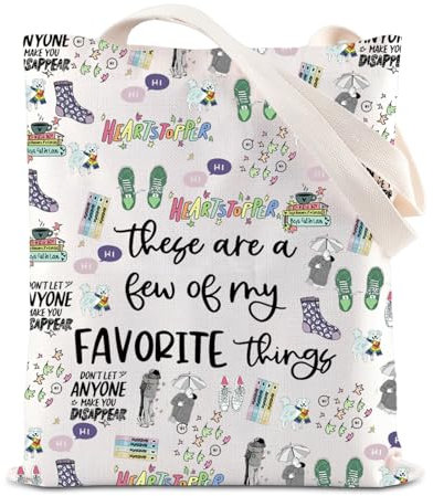 TSOTMO LGBTQ Handtasche mit Herz-Stopper, Phasen, Spotify-inspirierte Handtasche, Gay Pride, Bookish Tote Bag, Nick and Charlie Fans, Geschenk, herz, medium