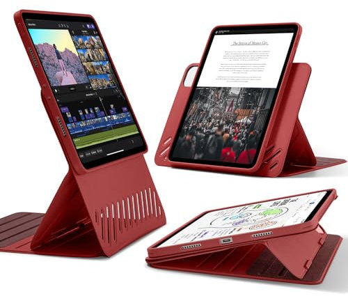ESR für iPad Pro 12.9 Hülle 2022/2021, iPad Pro 12,9 Zoll Case, abnehmbare magnetische Abdeckung, Verstellbarer Hoch-/Querformatständer mit erhöhter Displayansicht, 9 Standwinkel, Shift-Serie, Rot