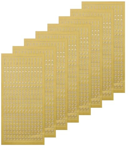 QUARKZMAN 8 Blatt 3D Nagelsticker mit Nummer 0-9 Selbstklebende Nail (Gold) | Art Sticker, Nagel Aufkleber, Nageldesign Zubehör, Handyhüllen DIY Dekorationen