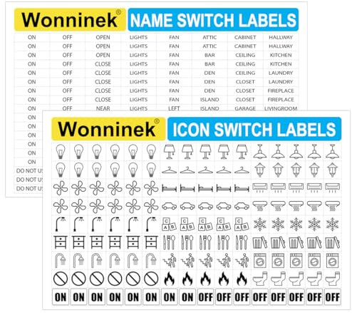 Wonninek Light Switch Labels 600Pcs Waterproof Electric Breaker Panel Label Transparent Switch Identifier System for Organizing Your Home and Office