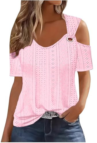 Sales Today Clearance Prime Only Abbigliamento Donna Bluse Maglietta Donna Manica Corta Colorata Top in Pizzo Sangallo Camicie Bianco Donna Camicia Tre Quarti Donna Special Deals