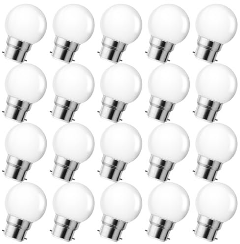 MZYOYO B22 LED Glühbirne,B22 LED 3W Glühbirnen,G45 LED B22 Warmweiß 3000K,3W Ersetzt 15 Watt,B22 Led Birne 230V Dekorative Leuchtmittel für Partybeleuchtung Lichterketten,20er Pack