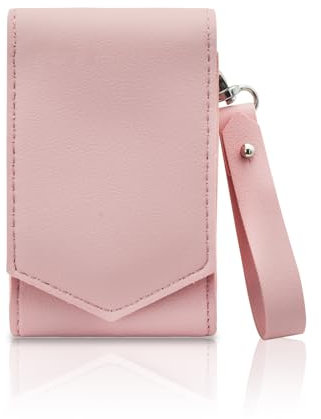 AfitLulu Trousse per trucchi, piccola custodia per rossetto con specchio, in pelle PU, organizer per trucchi, piccola con portachiavi rimovibile e cinturino da polso, contiene 3 rossetti, Colore: