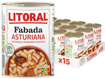 Litoral Fabada Asturiana pack 15x420g | Fabada asturiana plato preparado de legumbres listo para comer con receta tradicional