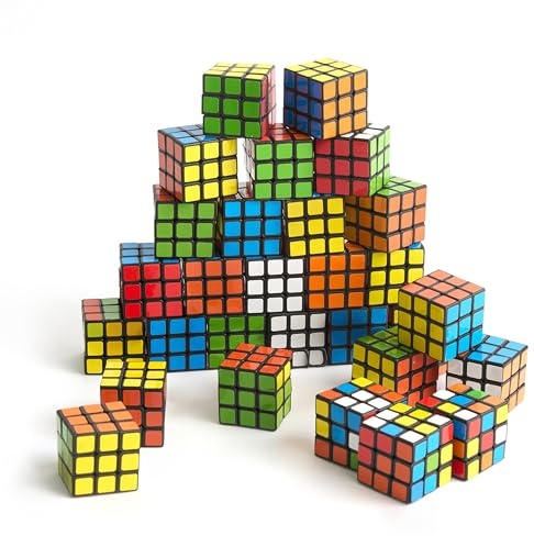 THE TWIDDLERS - 60 Mini Puzzle-Würfel Zappelspielzeug Geschwindigkeitswürfel, 3x3 - Perfekt als Mini-Spiele Party-Taschenfüller für Kinder, Denkaufgaben Multipack Klassenzimmer Belohnungen - 3cm