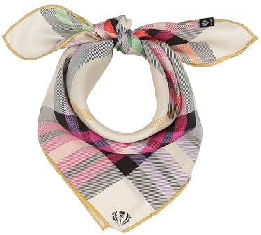 FRAAS Halstuch Damen aus 100% reiner Seide - Nickituch Damen mit Plaid-Muster - 51 x 51 cm Größe - Schickes Seidentuch Bandana Honest White